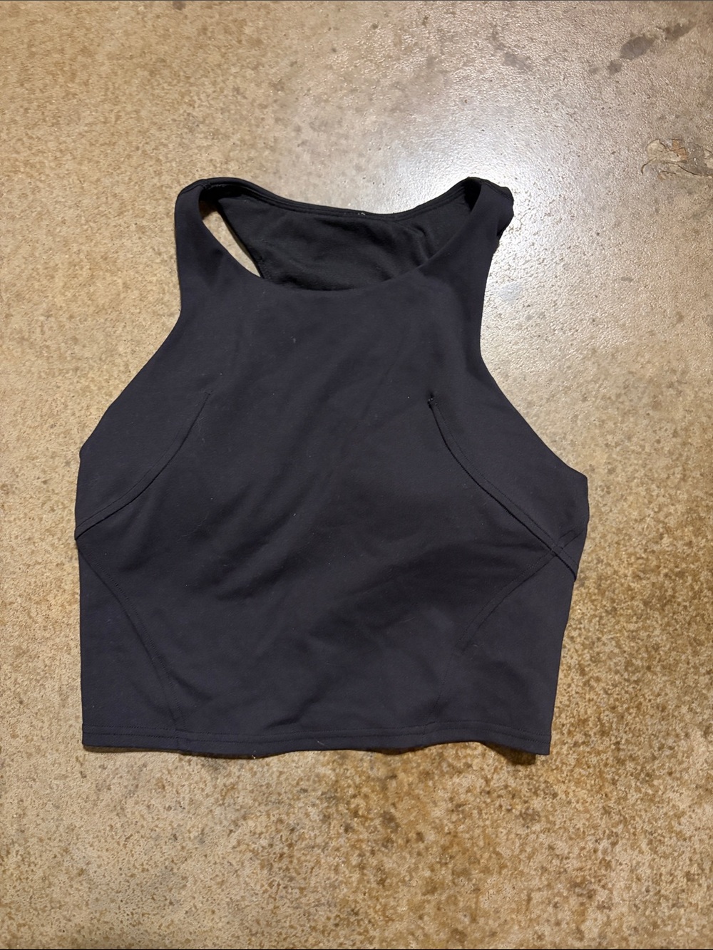 Women's Black High-Neck Racerback Crop Top